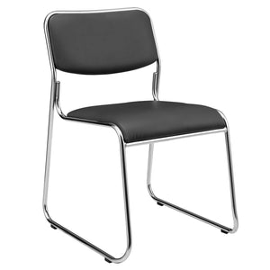 Conference chair, folding chair, set of 4, faux leather, black