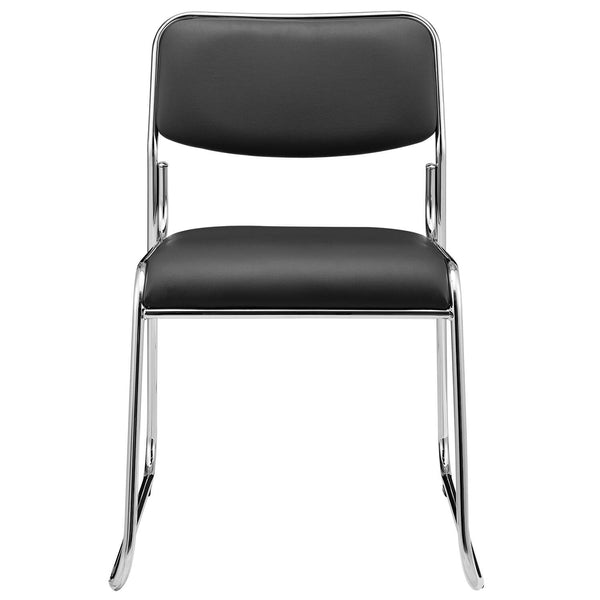 Conference chair, folding chair, set of 4, faux leather, black