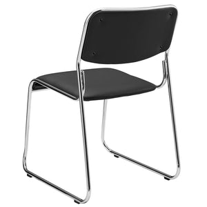 Conference chair, folding chair, set of 4, faux leather, black