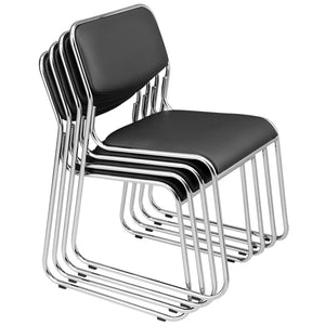 Conference chair, folding chair, set of 4, faux leather, black