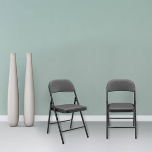Conference chair folding chair set of 6 faux leather gray 