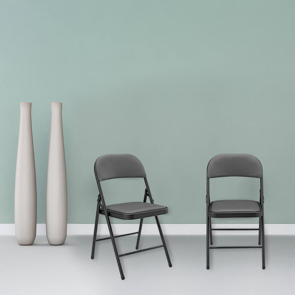 Conference chair folding chair set of 6 faux leather gray 
