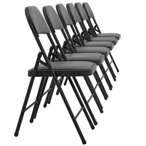 Conference chair folding chair set of 6 faux leather gray 