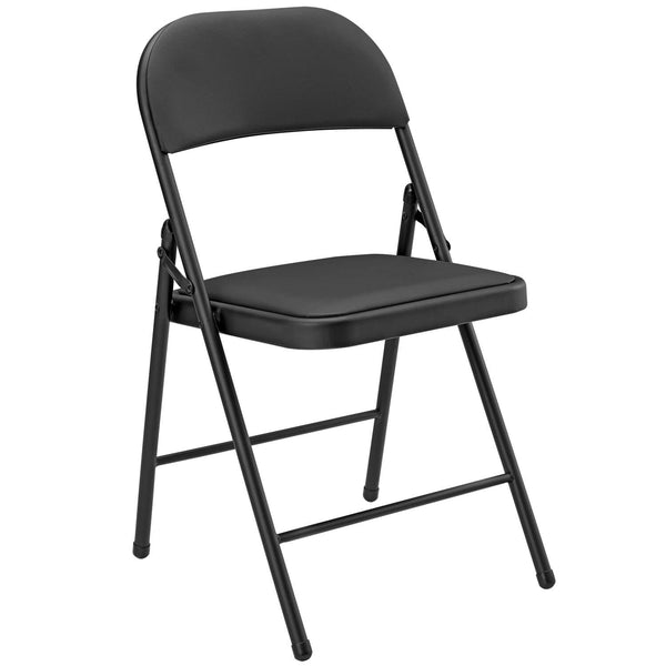 Conference chair, folding chair, set of 6, faux leather, black 