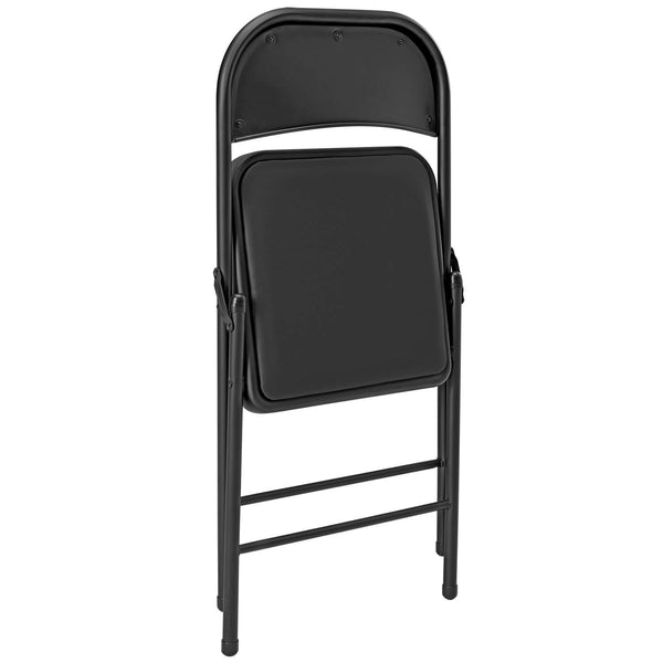 Conference chair, folding chair, set of 6, faux leather, black 