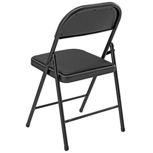 Conference chair, folding chair, set of 6, faux leather, black 