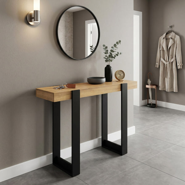 Konsolentisch CHELSEA 100 x 75 cm hellbraun/schwarz
