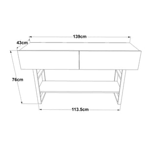 Konsolentisch Lappeenranta 139x43x76cm Eiche rustikal Schwarz