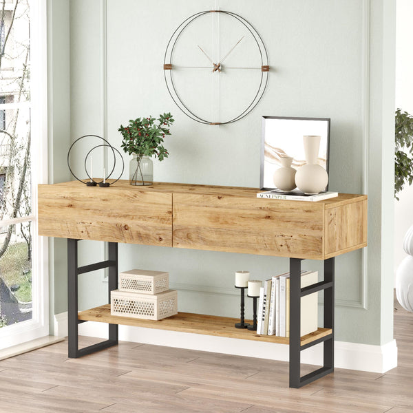 Konsolentisch Lappeenranta 139x43x76cm Eiche rustikal Schwarz