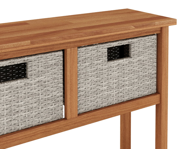 Konsolentisch Holz mit Korbschubladen CURACAO