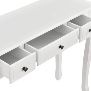 Konsolentisch Hirschhorn mit 3 Schubladen Weiss