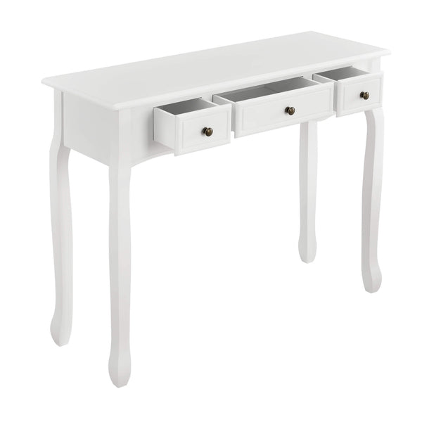 Konsolentisch Hirschhorn mit 3 Schubladen Weiss