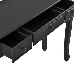 Konsolentisch Hirschhorn 100x35x78cm mit 3 Schubladen Schwarz