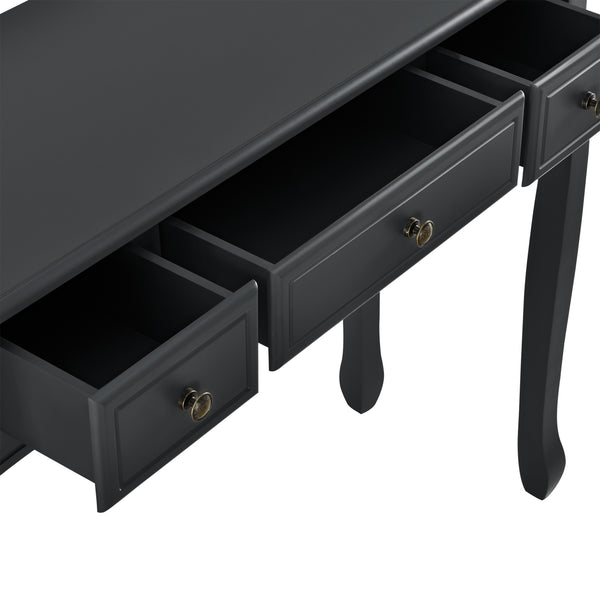 Konsolentisch Hirschhorn 100x35x78cm mit 3 Schubladen Schwarz