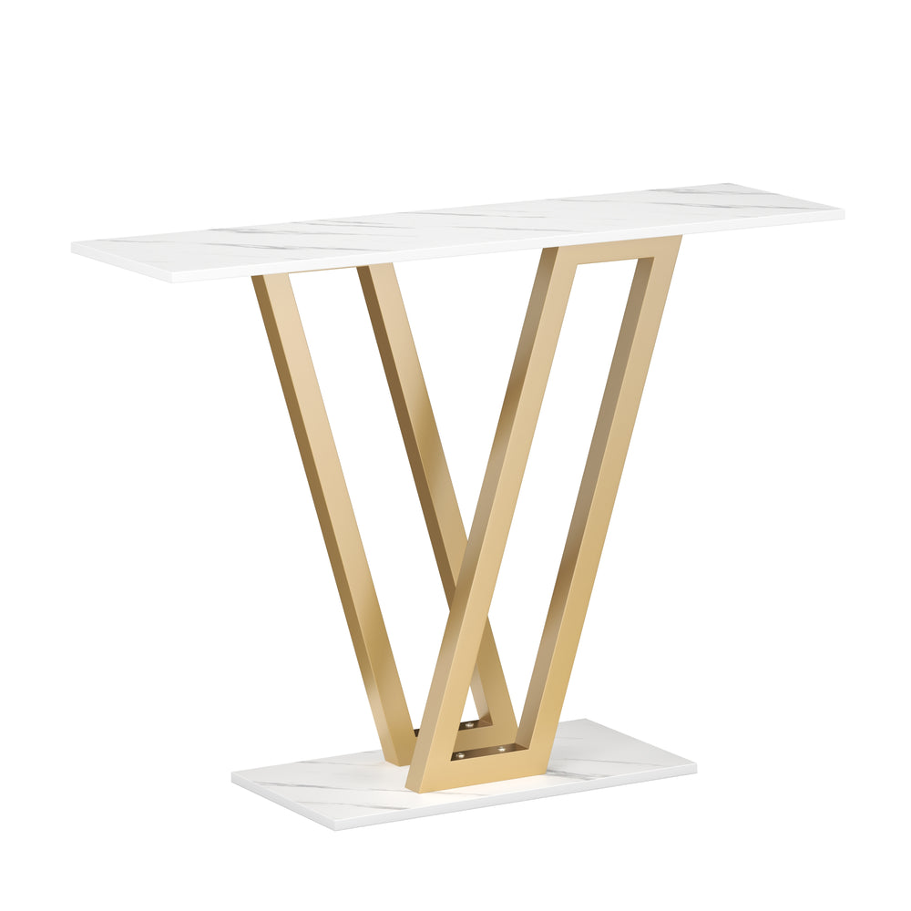 Konsolentisch LORINA 110 x 80 cm weiss/gold