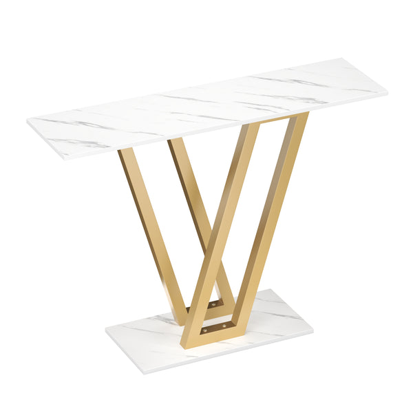 Konsolentisch LORINA 110 x 80 cm weiss/gold