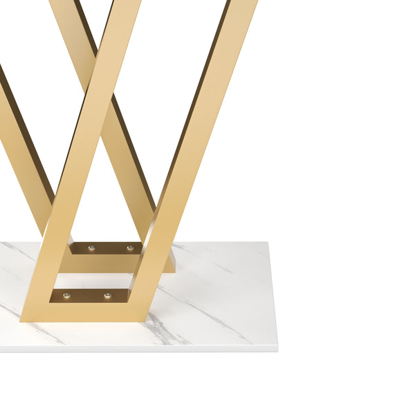 Konsolentisch LORINA 110 x 80 cm weiss/gold