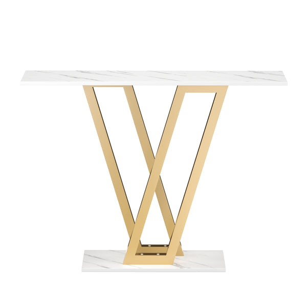 Konsolentisch LORINA 110 x 80 cm weiss/gold