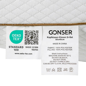 Kopfkissen 2er Set 80 x 40 cm weiss/gold
