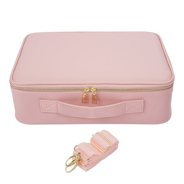 Kosmetiktasche mit LED-Spiegel PRETTY rosa/schwarz