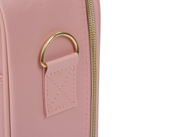 Kosmetiktasche mit LED-Spiegel PRETTY rosa/schwarz