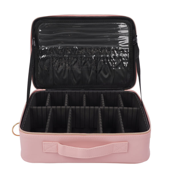 Kosmetiktasche mit LED-Spiegel PRETTY rosa/schwarz