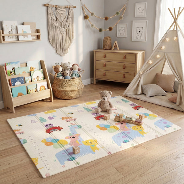 Krabbeldecke faltbar Strasse und Tiere