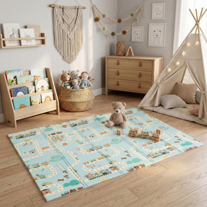 Krabbeldecke faltbar Strasse und Tiere