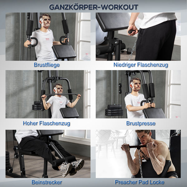 Kraftstation Fitnessstation 45kg Gewichte 180x108x200cm