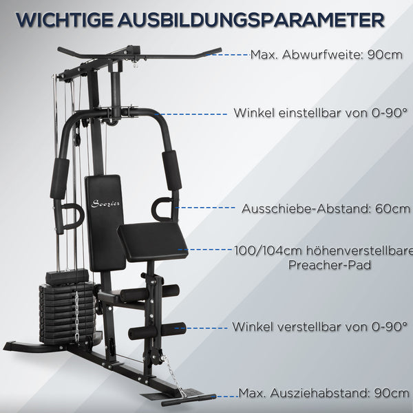 Kraftstation Fitnessstation 45kg Gewichte 180x108x200cm