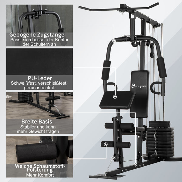 Kraftstation Fitnessstation 45kg Gewichte 180x108x200cm