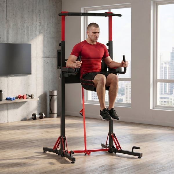 Kraftstation Power Tower klappbar 223 cm schwarz/rot