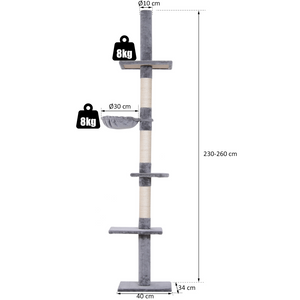 Kratzbaum Deckenhoch höhenverstellbar 40x34x230-260cm