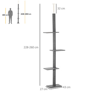 Kratzbaum Katzenbaum Höhenverstellbar 43x27x228-260cm