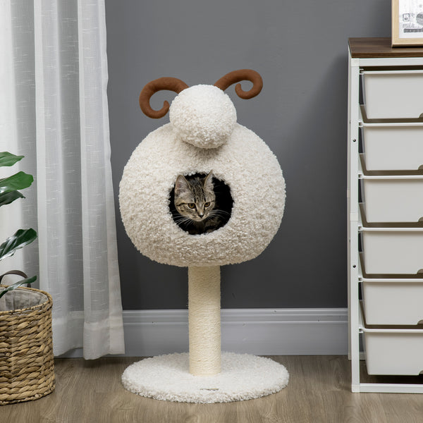 Kratzbaum Katzenbaum mit Katzenhöhle im Ziegen-Design 80cm