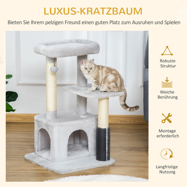 Kratzbaum Katzenbaum mit Massageecke Katzenhöhle 48x48x85cm