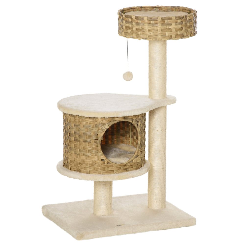 Arbre à chat en rotin, arbre à grimper, 95 cm de haut