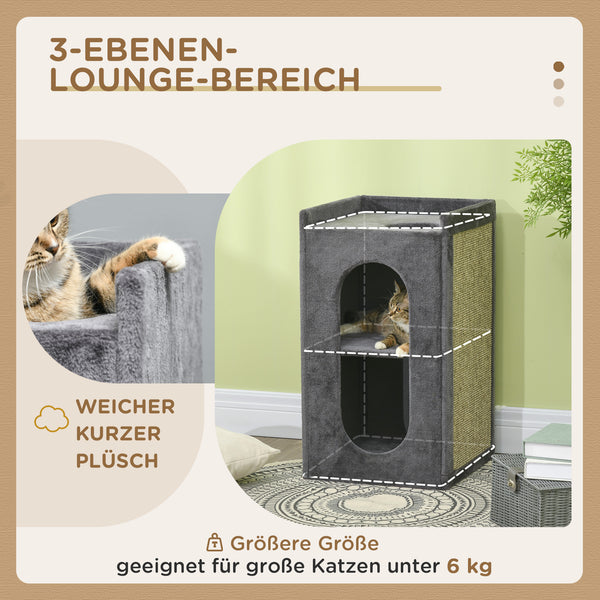 Kratztonne Katzenkratzbaum mit 2 Höhlen