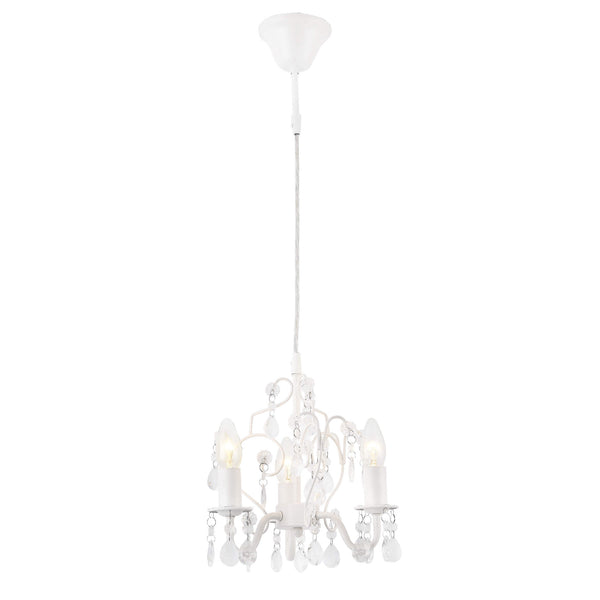 Kronleuchter Luzern 140 cm dreiflammig E14 Weiss Metall