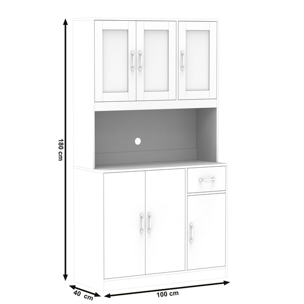 Küchenbuffet Hochschrank 100 x 180 cm weiss
