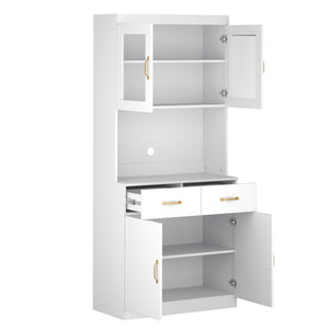 Küchenbuffet Hochschrank 80 x 180 cm weiss