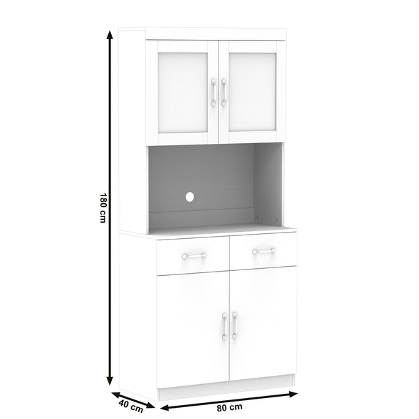 Küchenbuffet Hochschrank 80 x 180 cm weiss