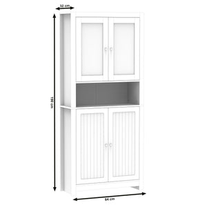 Küchenbuffet Hochschrank 84 x 190 cm weiss