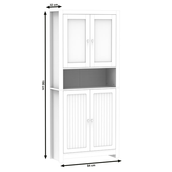Küchenbuffet Hochschrank 84 x 190 cm weiss