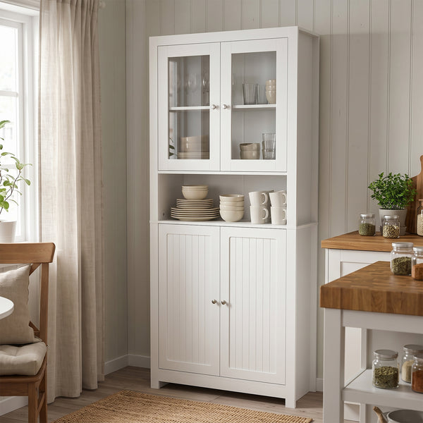 Küchenbuffet Hochschrank 84 x 190 cm weiss