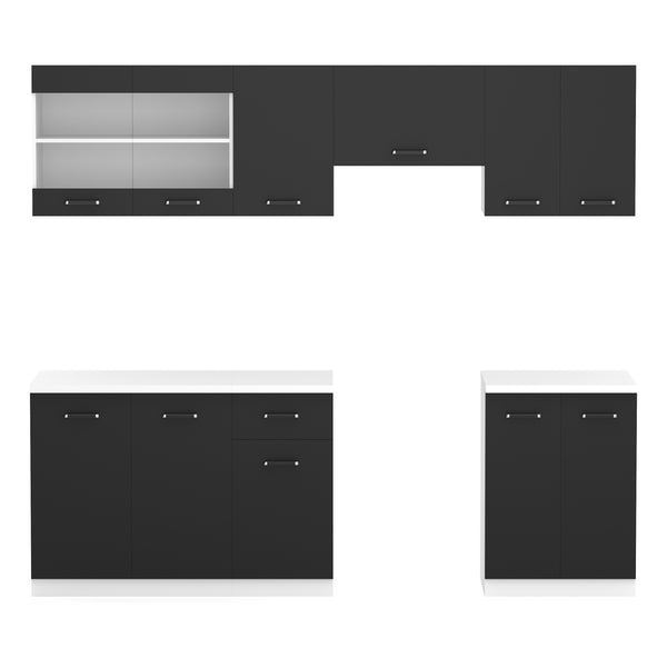 Küchenzeile NADINE 240 x 60 x 85 cm schwarz/weiss