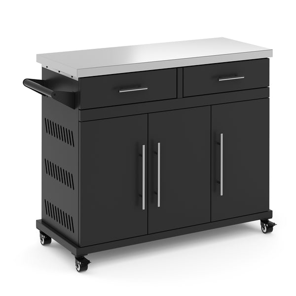 Grill Kücheninsel auf Rollen ISLY 123 x 49 x 94 cm schwarz/silber