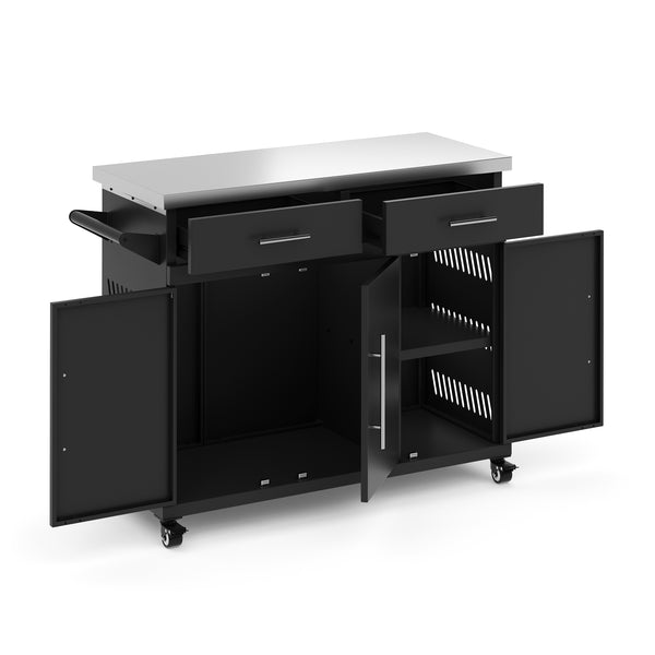 Grill Kücheninsel auf Rollen ISLY 123 x 49 x 94 cm schwarz/silber