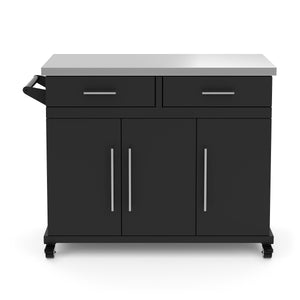 Grill Kücheninsel auf Rollen ISLY 123 x 49 x 94 cm schwarz/silber