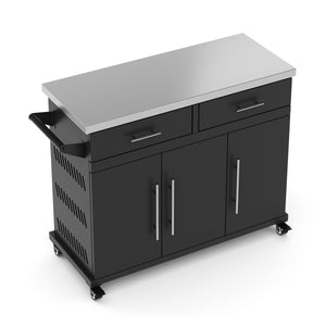 Grill Kücheninsel auf Rollen ISLY 123 x 49 x 94 cm schwarz/silber